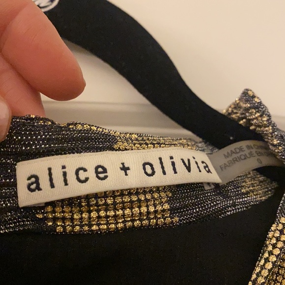 ALICE AND OLIVIA gold/silver chevron midi dress - Picture 3 of 5